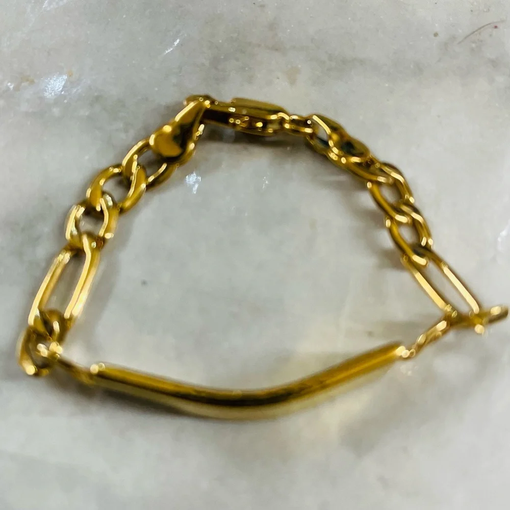 4in Baby Orol laminado 18k Gold Tone ID Chain Bracelet